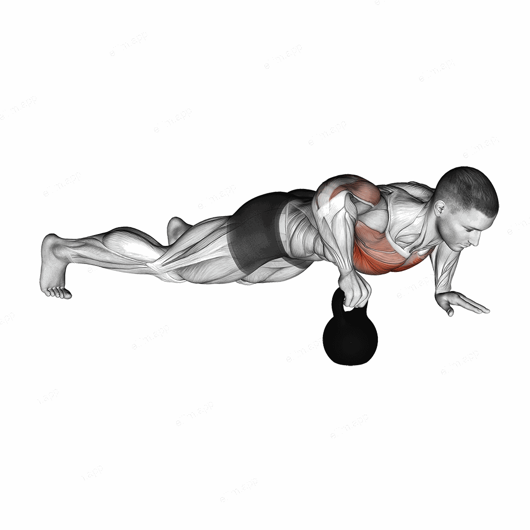 Kettlebell Plyo Pushup exercise targeting Chest