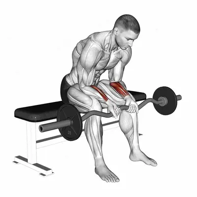 EZ Bar Seated Wrist Curl exercise targeting Forearms