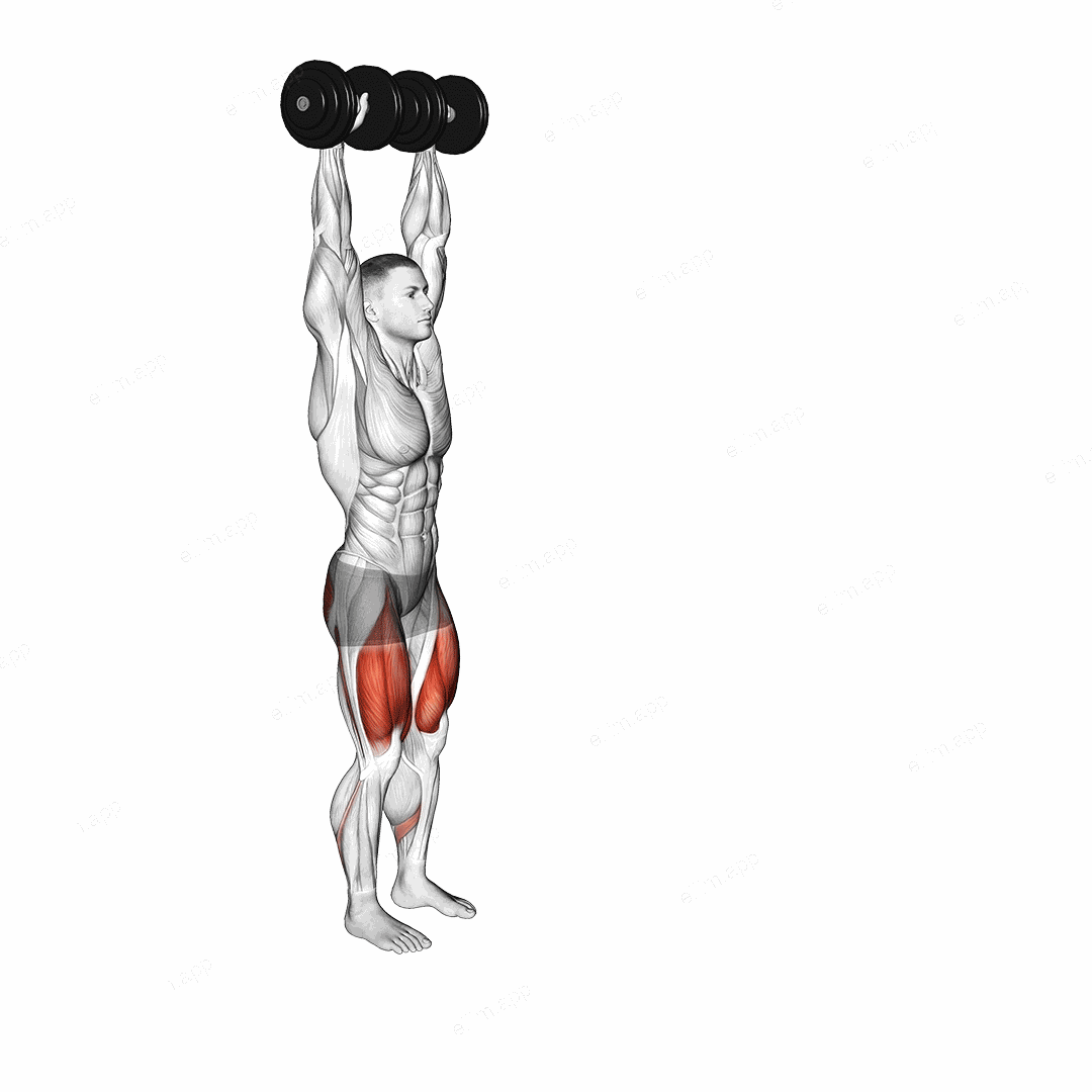 Dumbbell Overhead Lunge exercise targeting Thighs