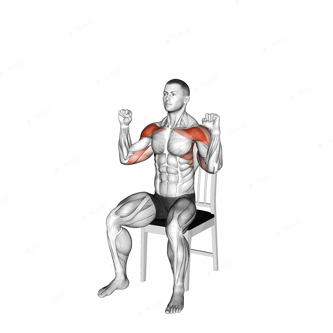 Seated Shoulder Press on a Chair exercise targeting Shoulders