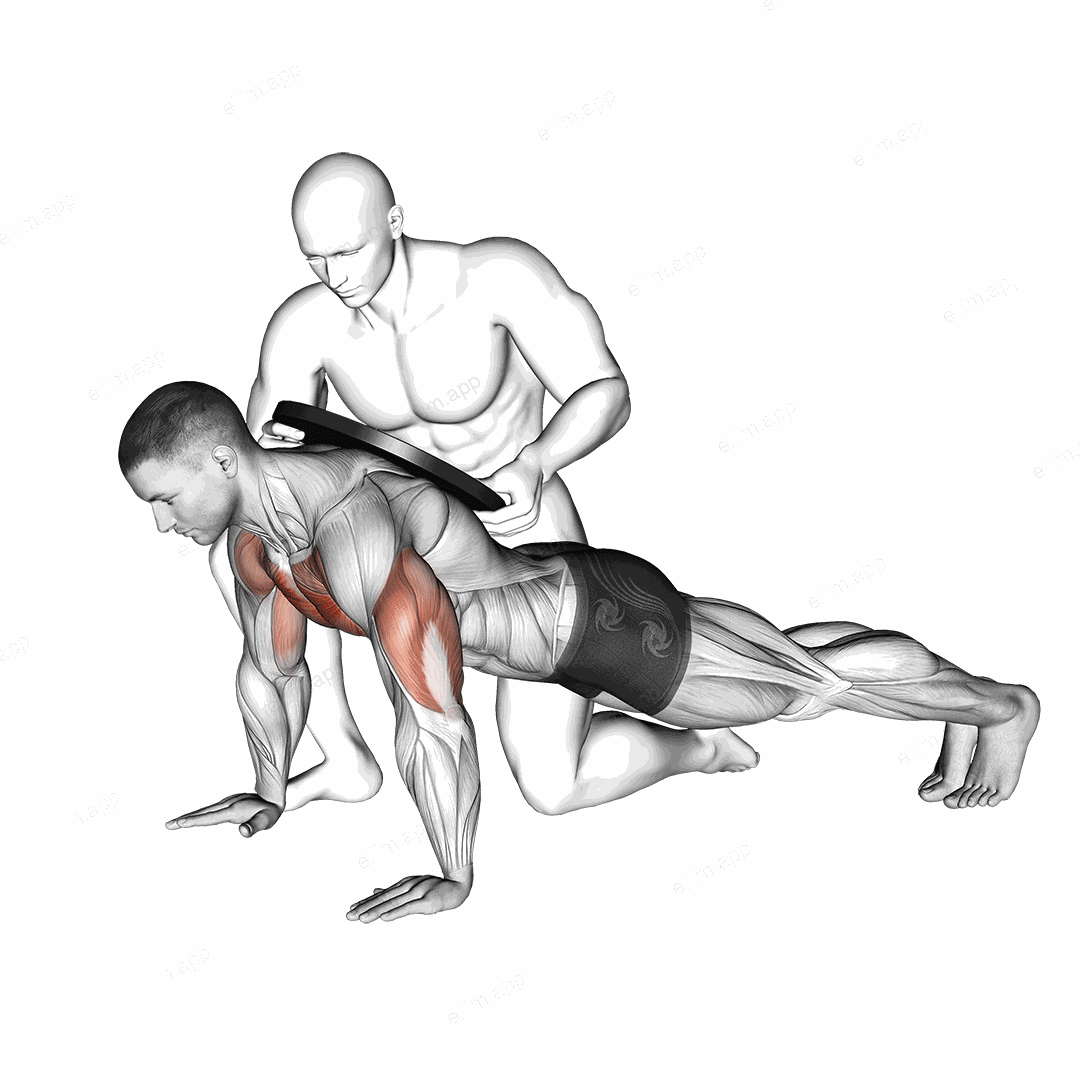 Assisted Weighted Push up exercise targeting Chest