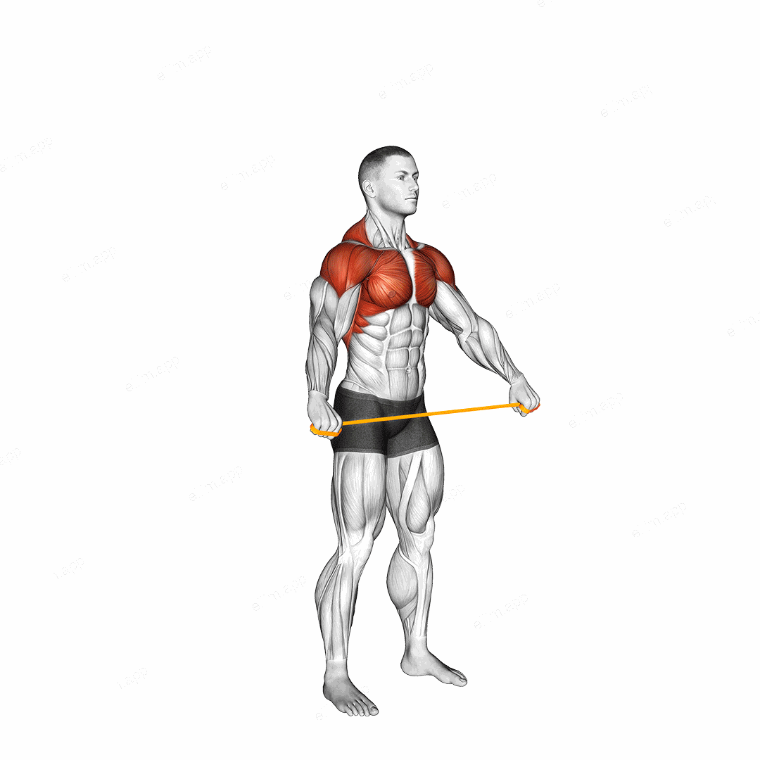 Resistance Band Pass Through exercise targeting Shoulders