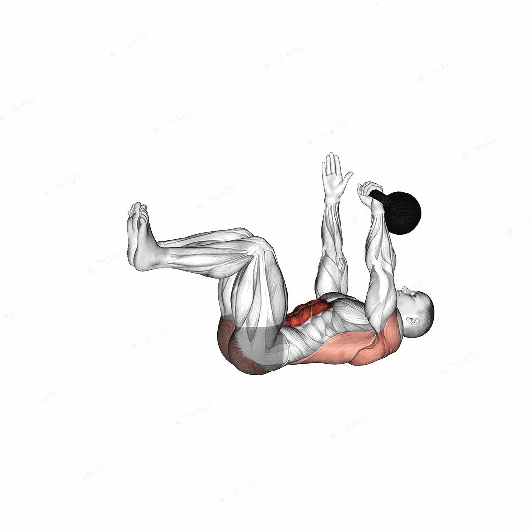 Kettlebell Dead Bug exercise targeting Waist