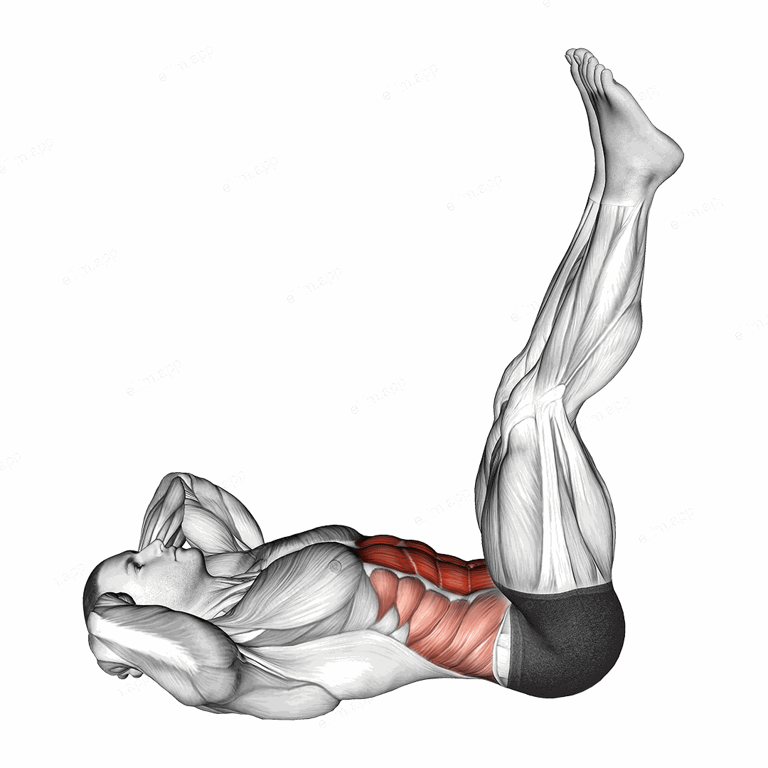 Lying Crunch (straight legs) exercise targeting Waist