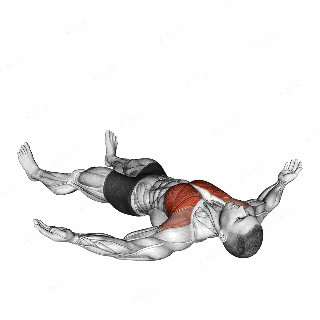 Lying Floor Fly exercise targeting Chest