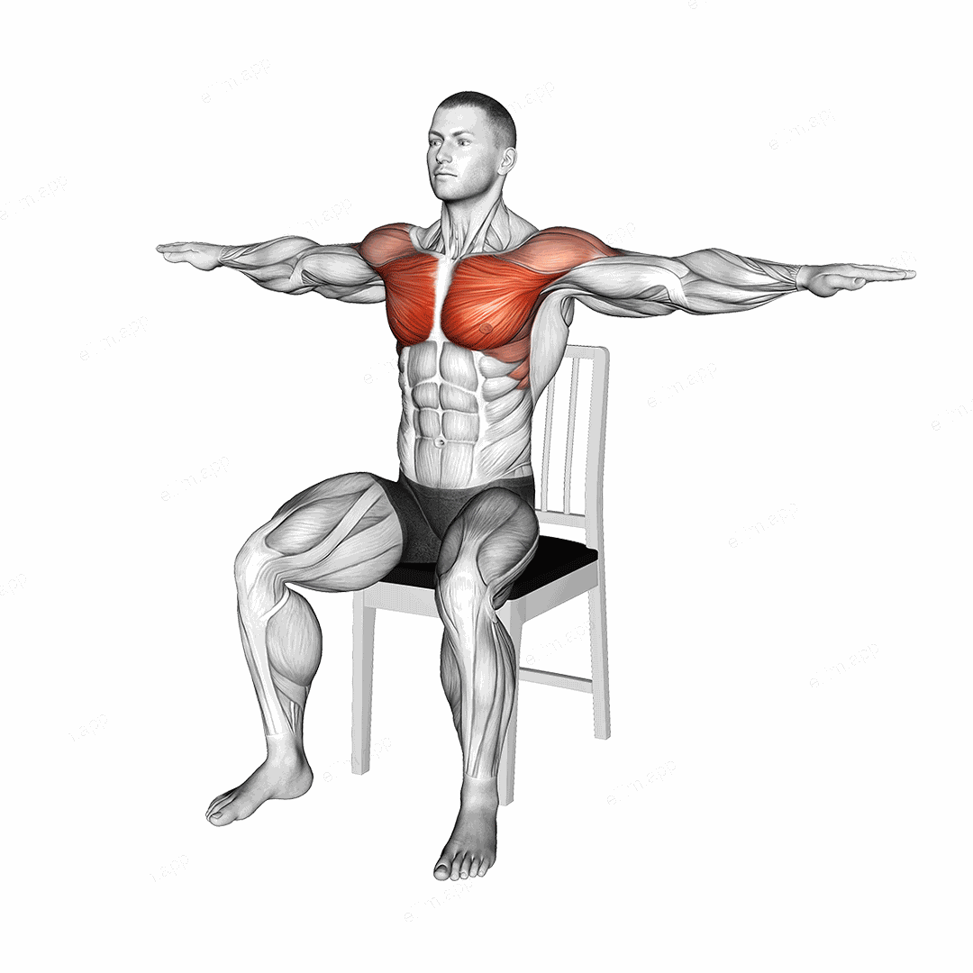 Seated Open-up and Under Swing on a Chair exercise targeting Chest