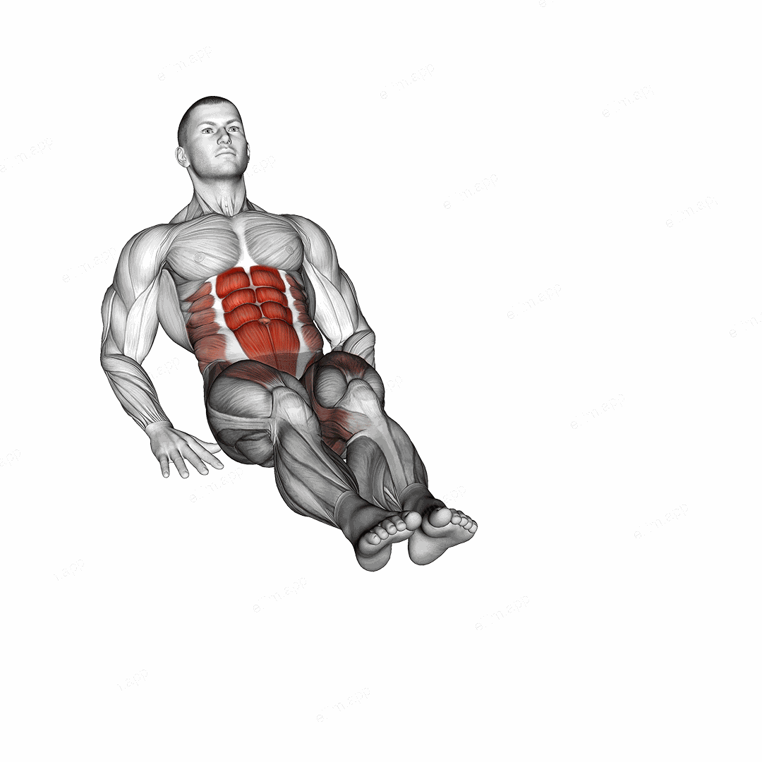 Seated 8 Leg Crunch exercise targeting Waist and Adductor Brevis
