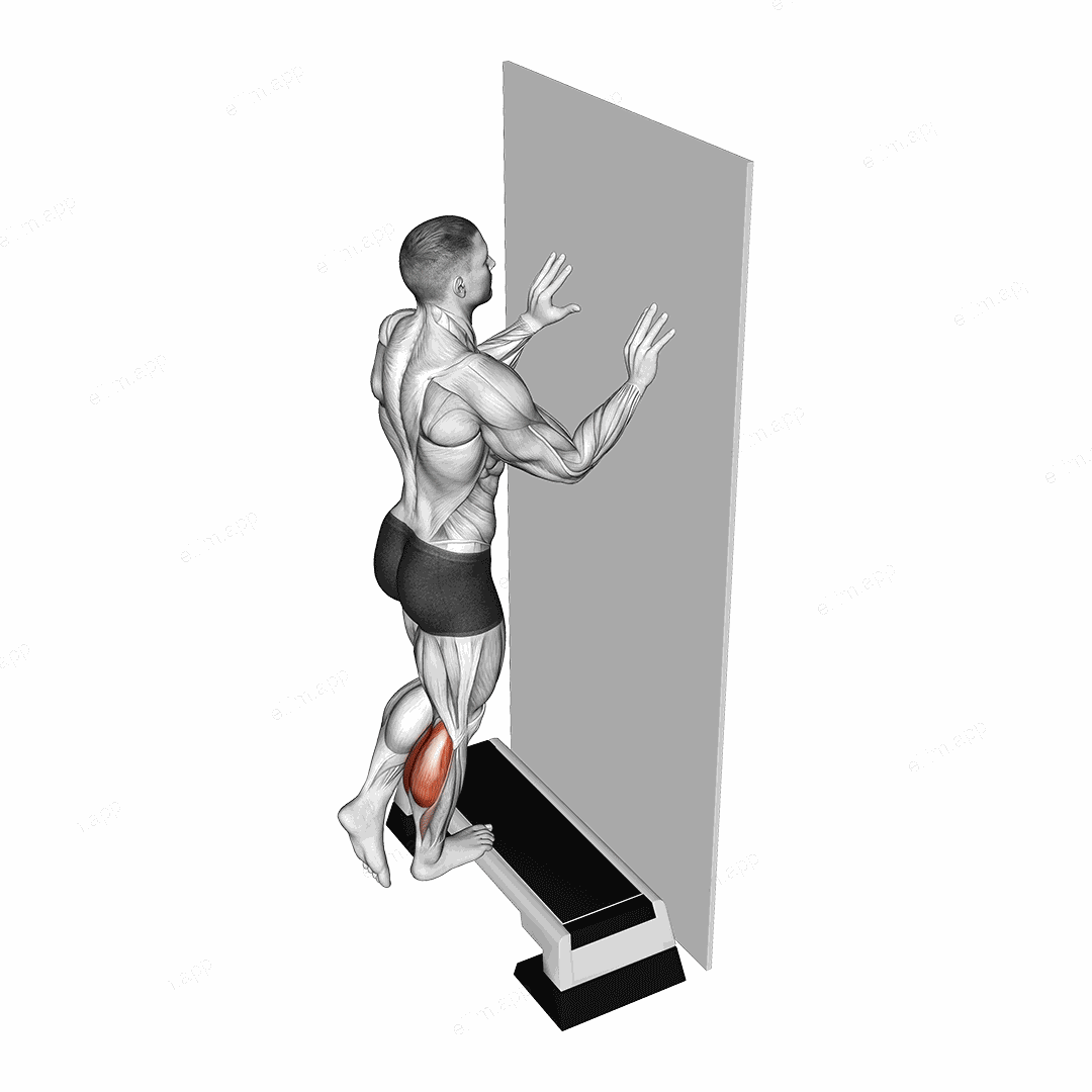 Single Leg Calf Raise Off Step exercise targeting Calves and Gastrocnemius