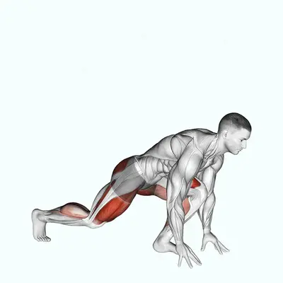 Split Sprinter Low Lunge exercise targeting Gluteus Maximus and Quadriceps