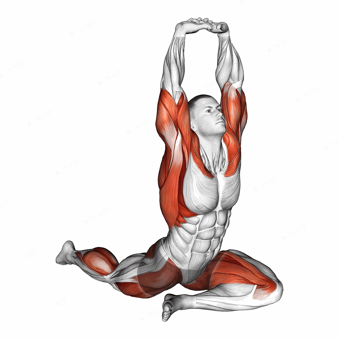 Lying Leg Tuck Hip Stretch wth Overhead Hands exercise targeting Back and Hips