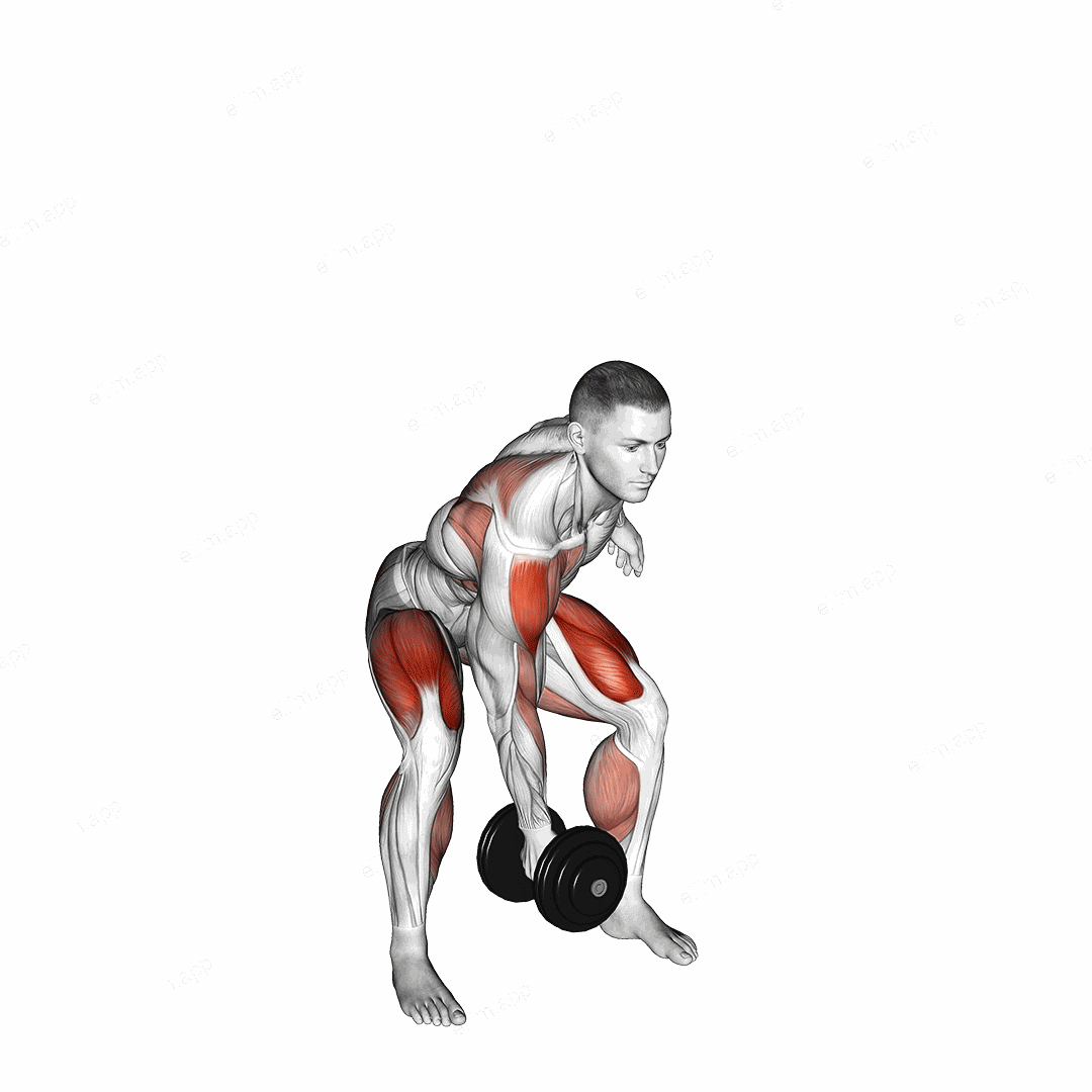 Dumbbell Single Power Clean exercise targeting Weightlifting