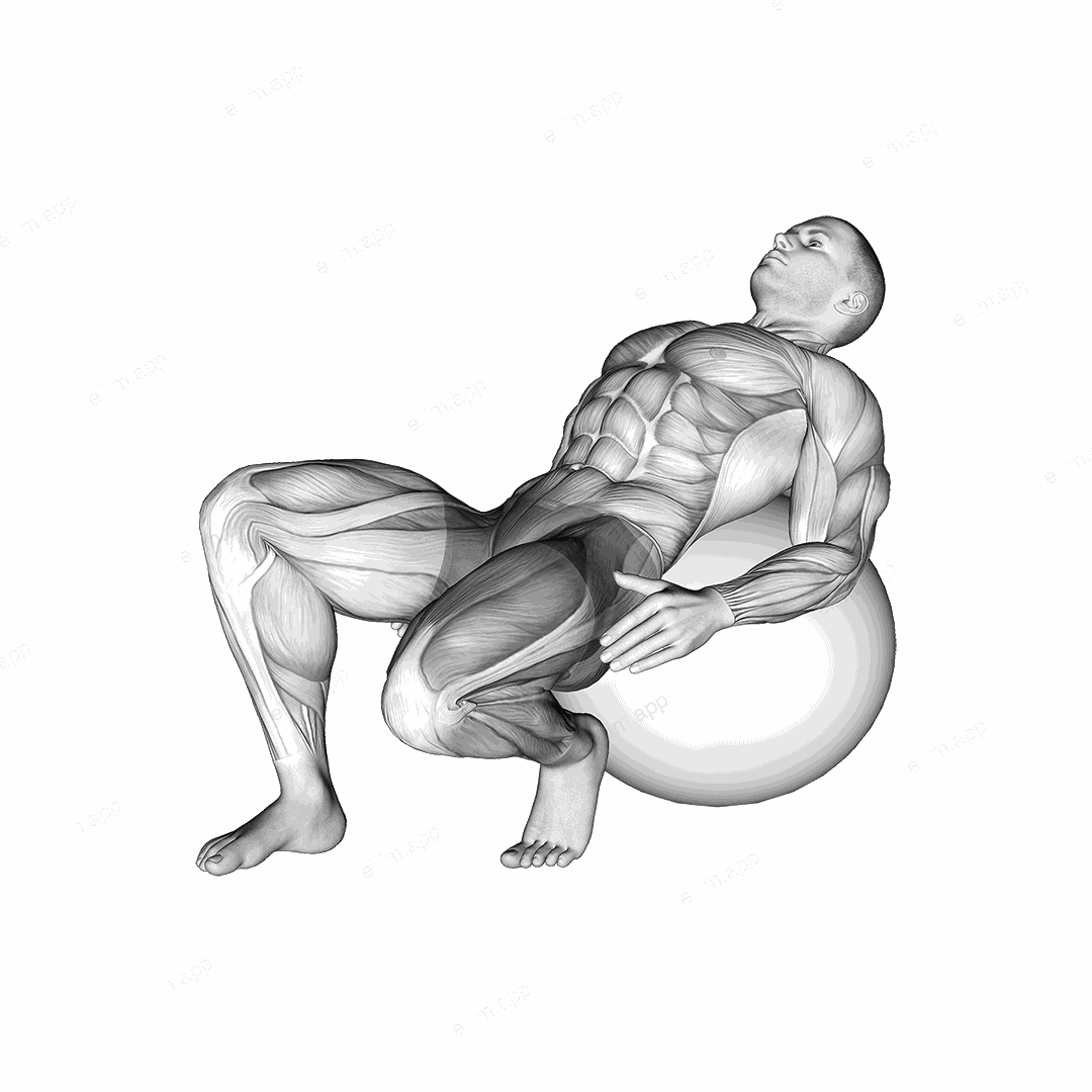 Exercise Ball Seated Quad Stretch exercise targeting Thighs