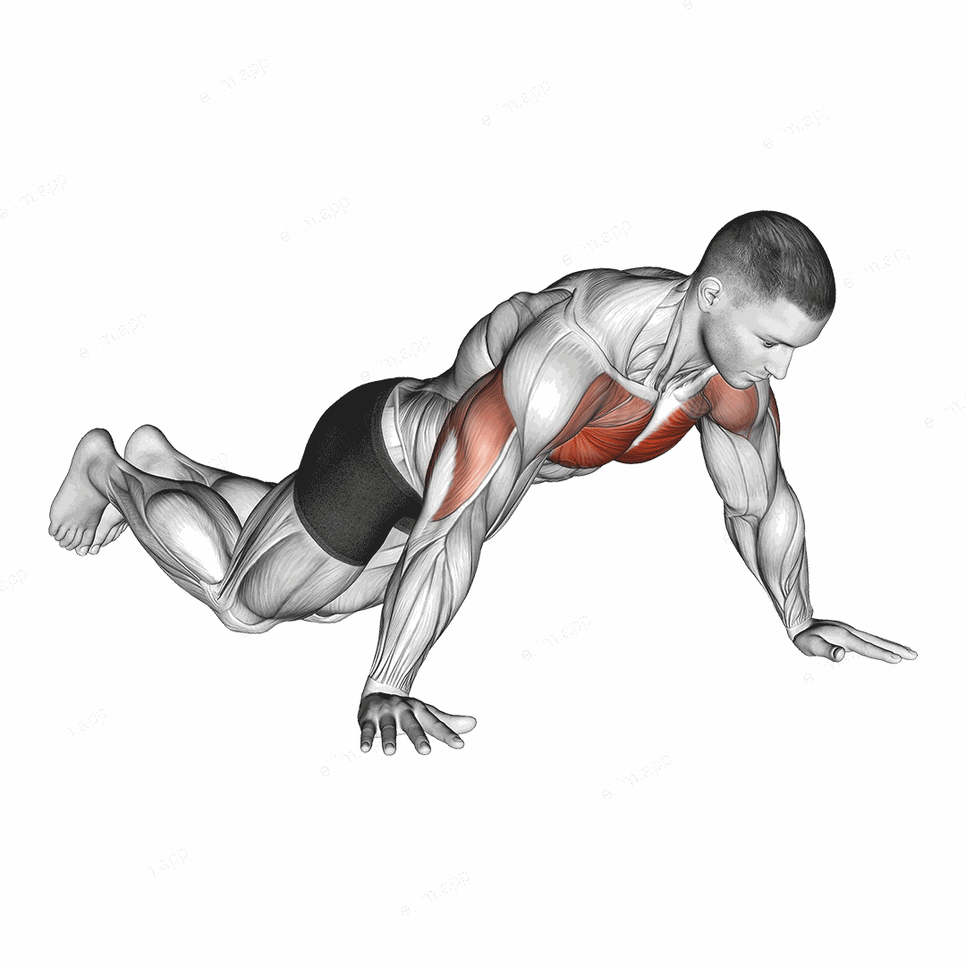 Kneeling Wide Hand Push Up exercise targeting Chest