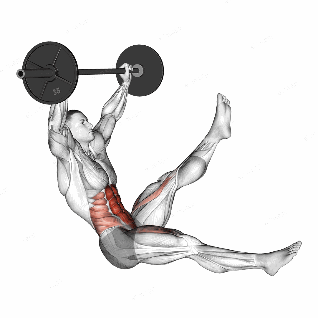 Barbell Sitted Alternate Leg Raise exercise targeting Waist