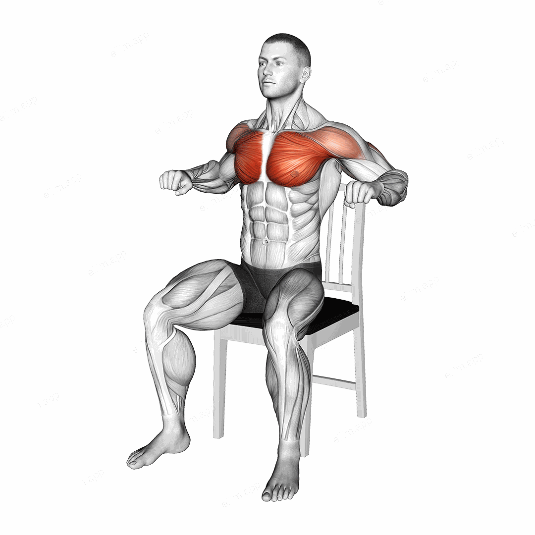 Seated Decline Chest Press on a Chair exercise targeting Chest