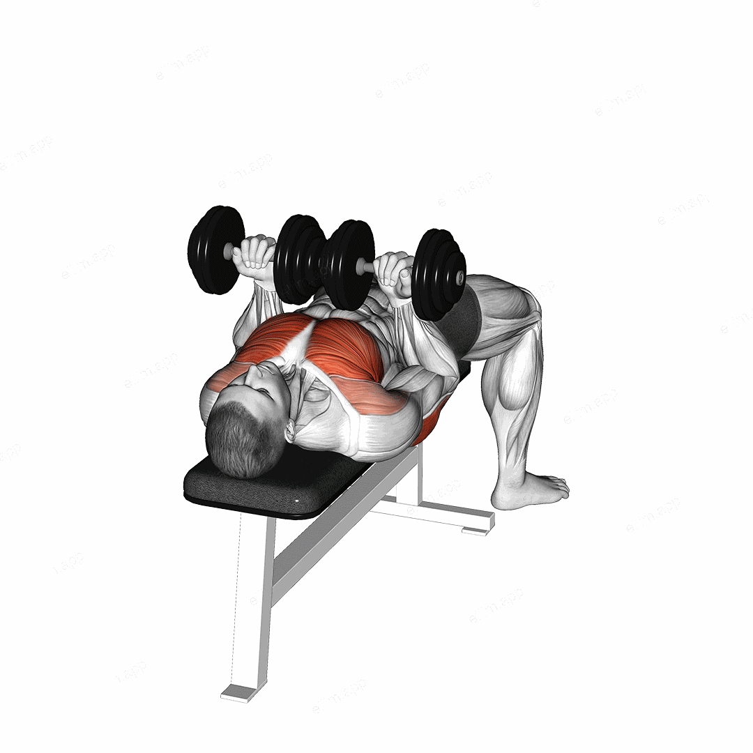 Dumbbell Reverse Grip Squeeze Bench Press exercise targeting Upper Arms