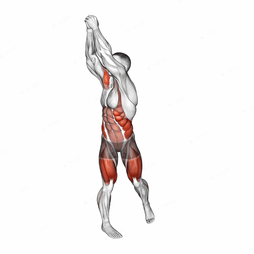 Bodyweight Wood Chop Squat exercise targeting Waist