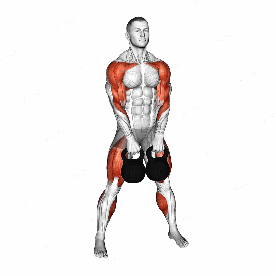 Kettlebell Two Arm Clean exercise targeting Shoulders