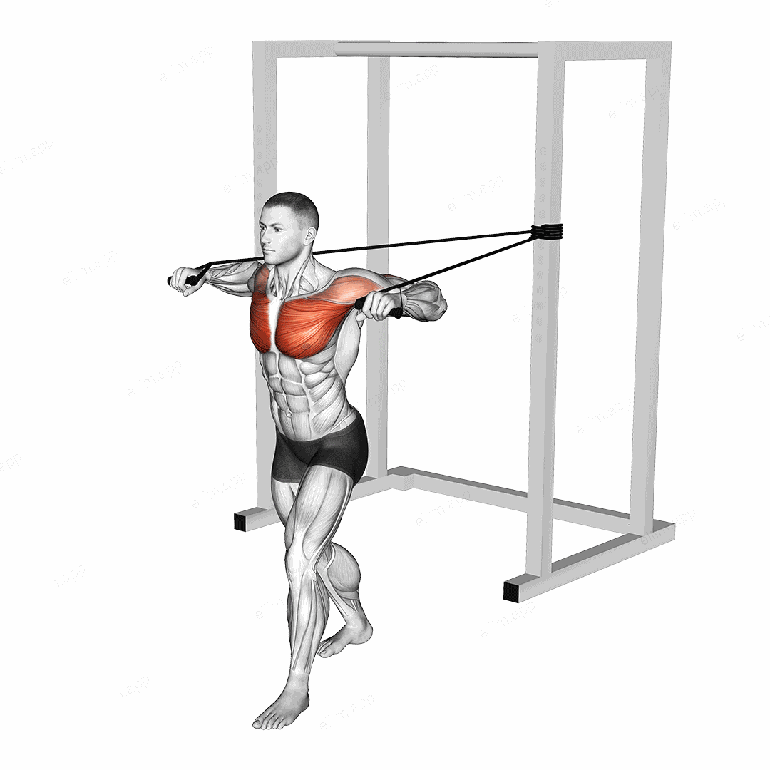 Band Standing Alternate Chest Press exercise targeting Chest and Pectoralis Major Sternal Head