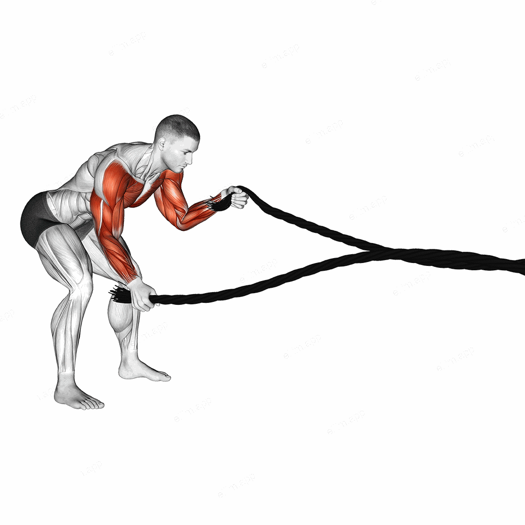 Battling Ropes Low Waves exercise targeting Chest and Shoulders
