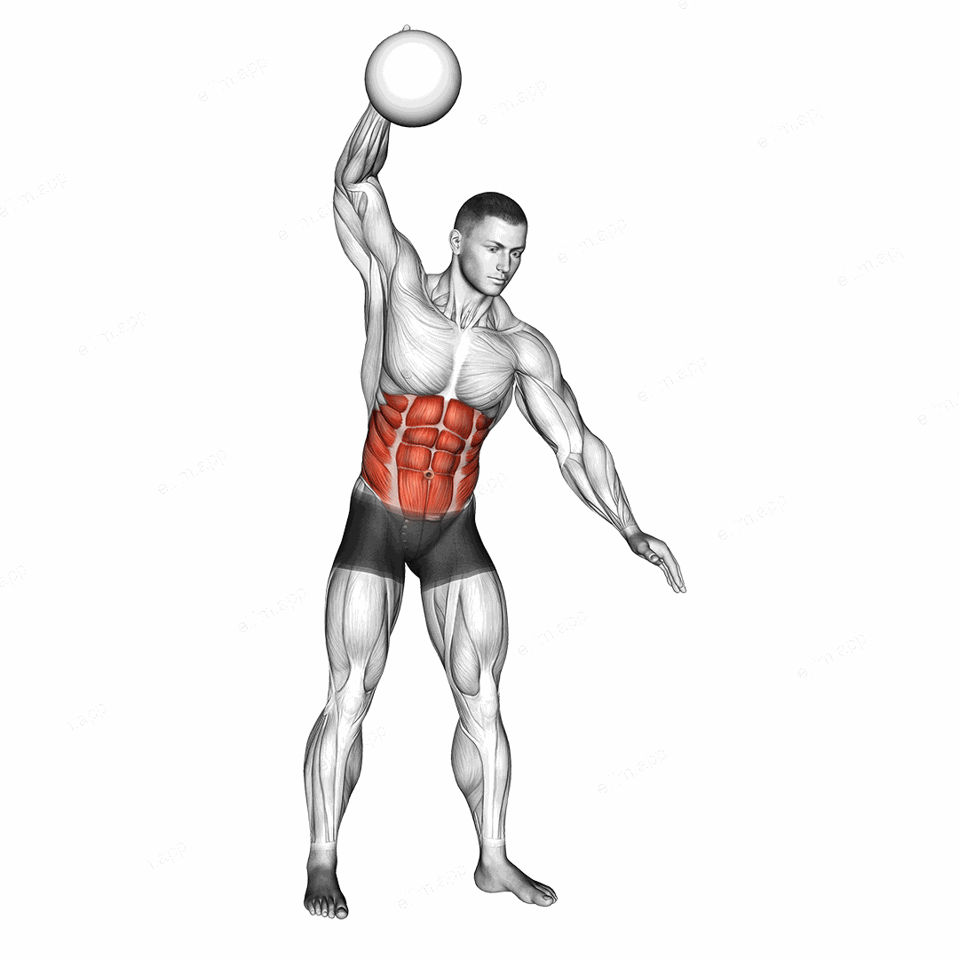 One Arm Slam (with medicine ball) exercise targeting Waist and Obliques