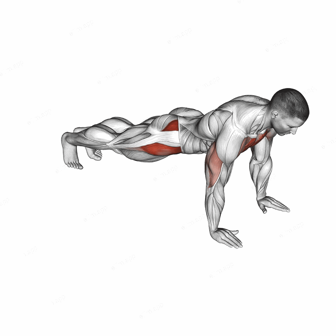 Push Up Inside Leg Kick exercise targeting Hips