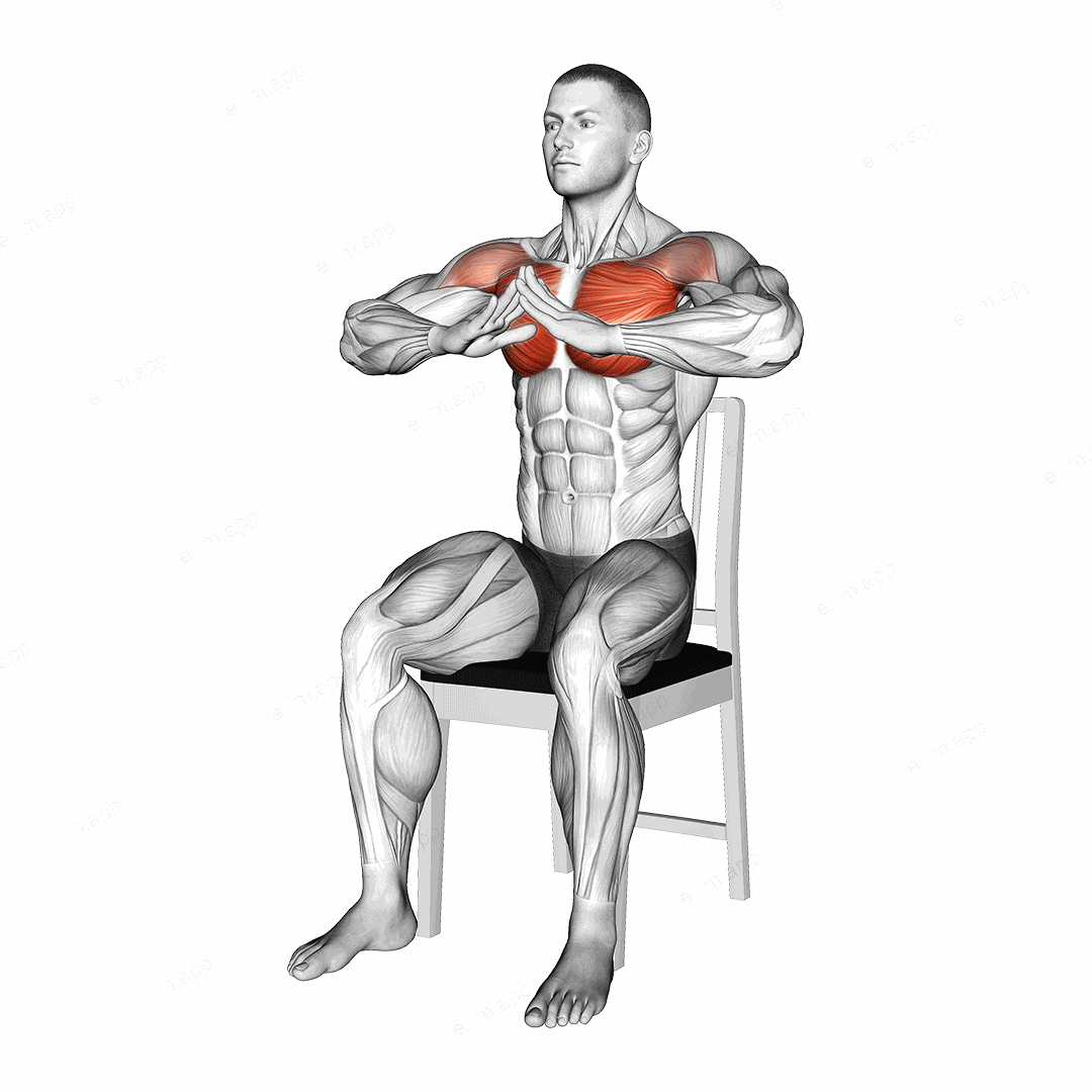 Sitting Prayer Chest Squeeze on a Chair exercise targeting Chest