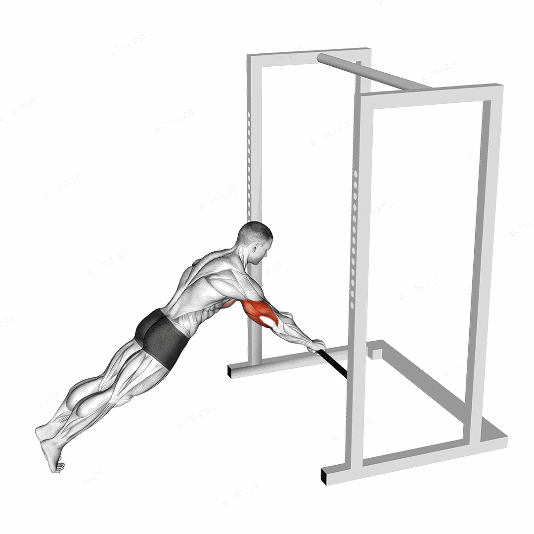Triceps Press (low bar position) exercise targeting Upper Arms