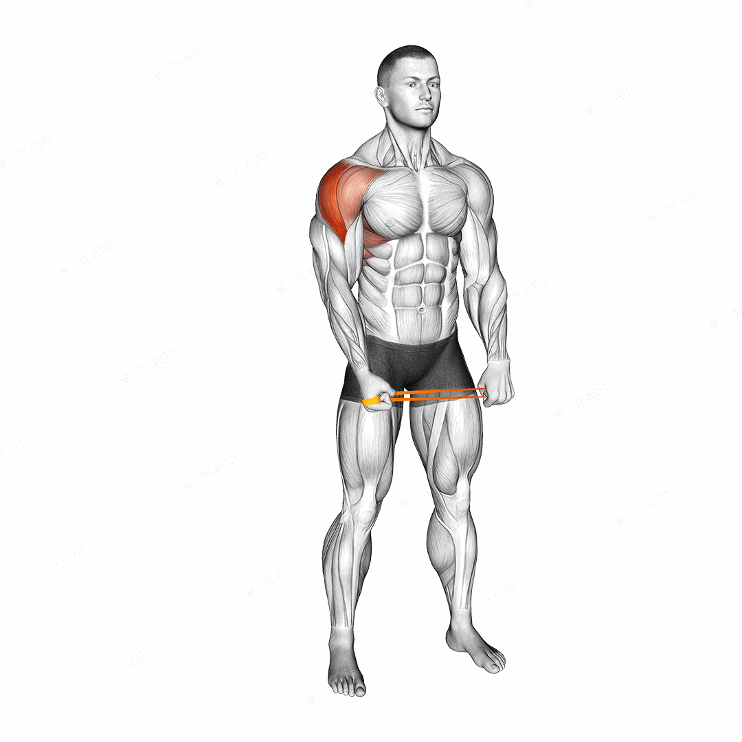Resistance Band Standing Single Arm Lateral Raise exercise targeting Shoulders