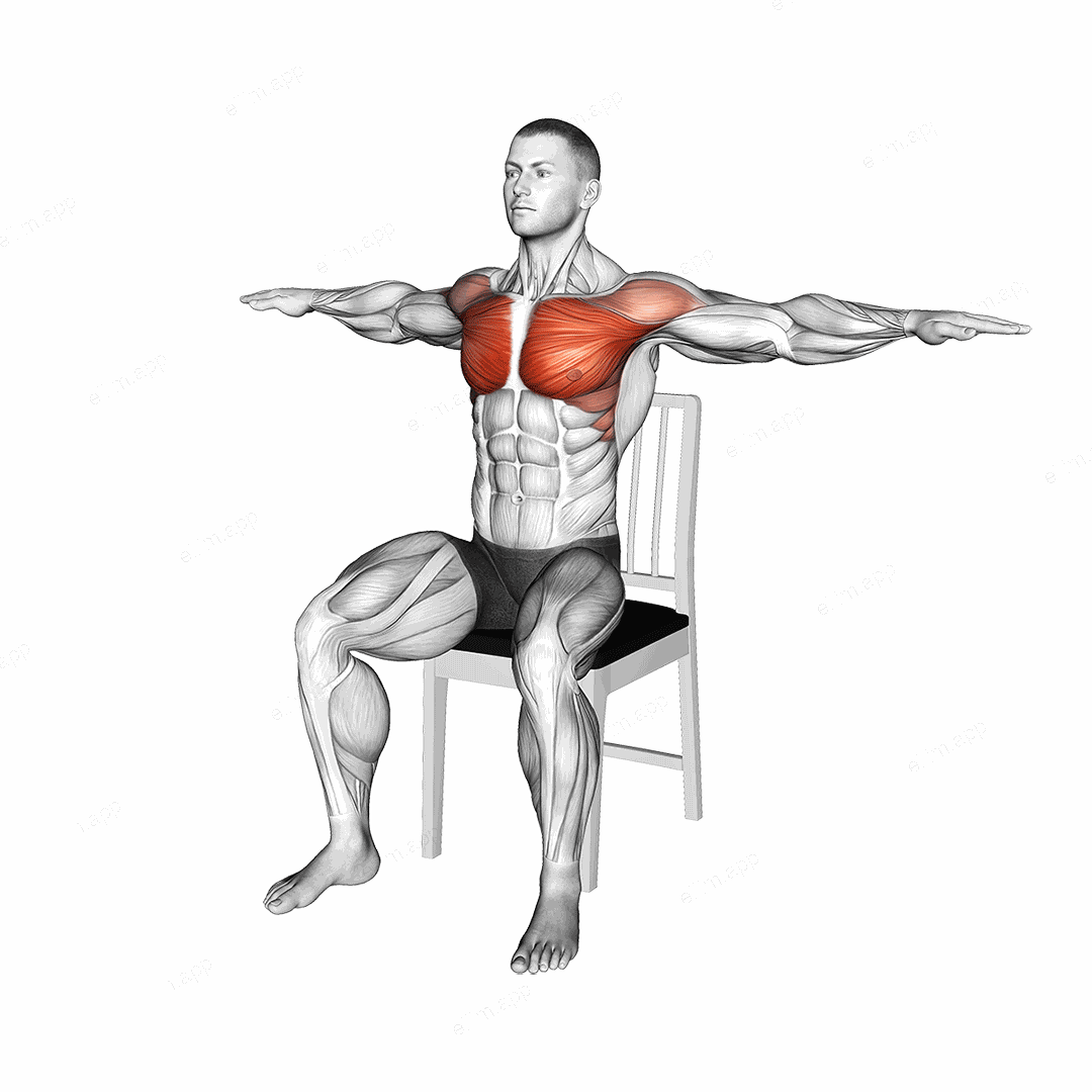 Seated Arm Crossover on a Chair exercise targeting Chest