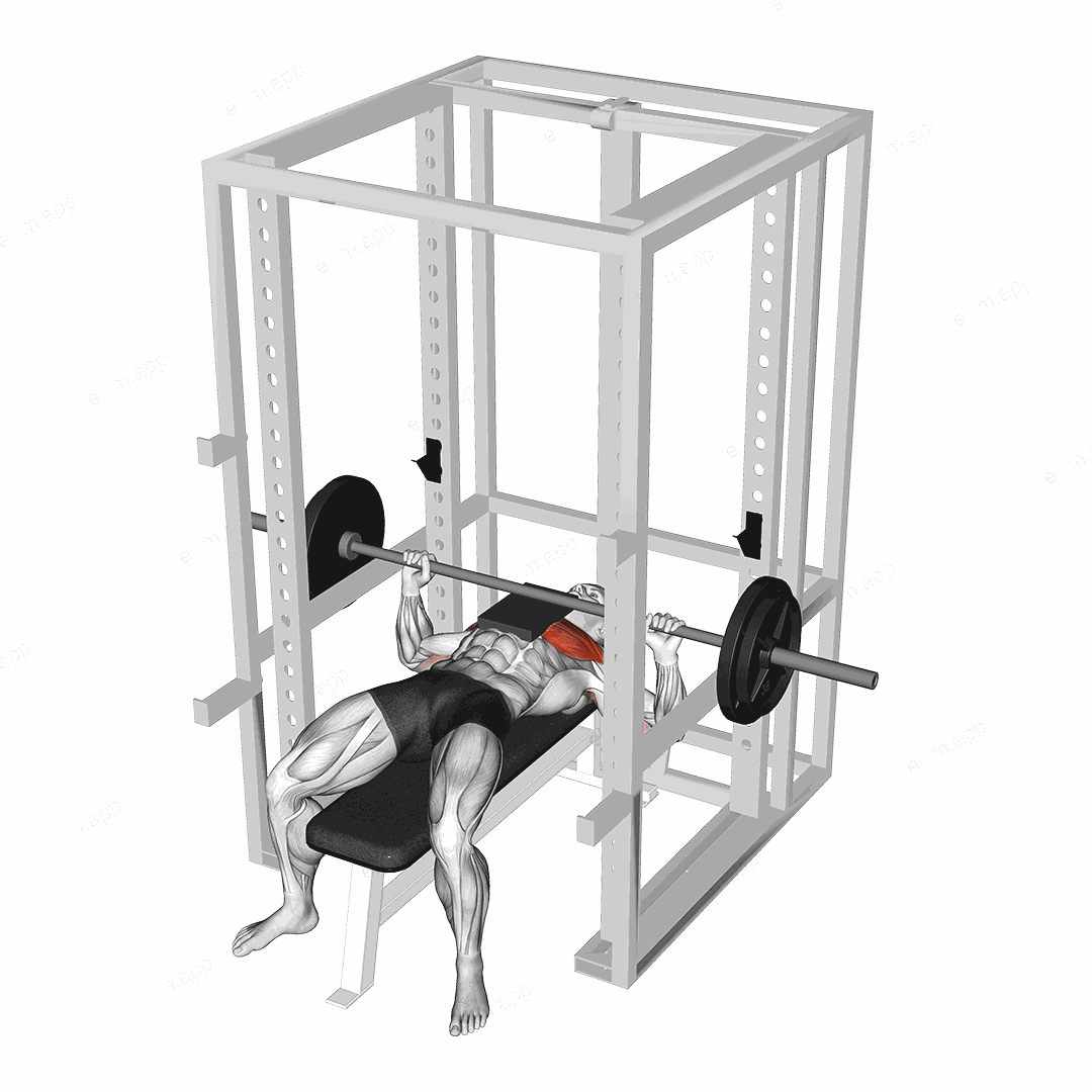 Barbell Bench Press with 1 board exercise targeting Chest