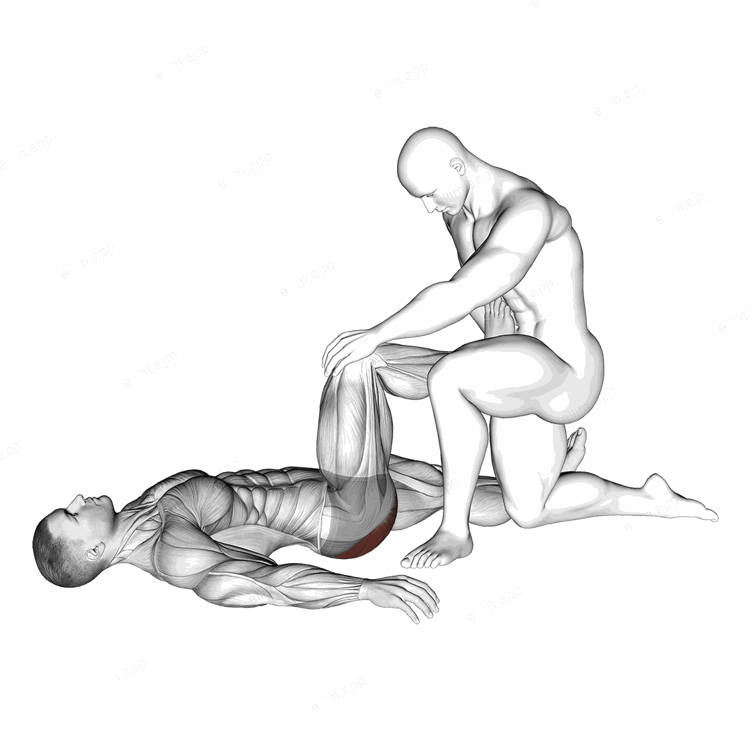 Assisted Lying Gluteus Maximus Stretch exercise targeting Hips