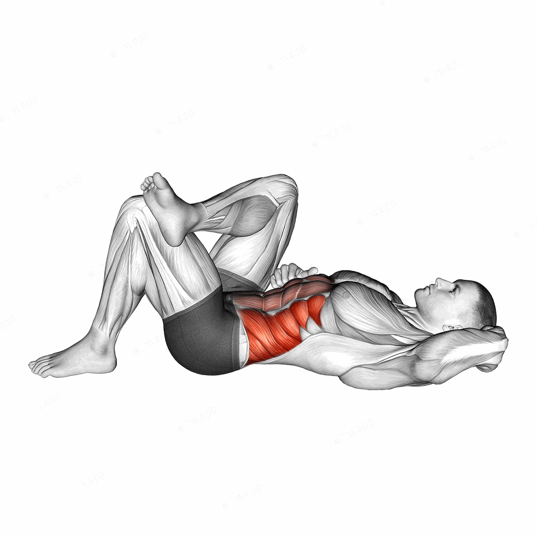 Lying Elbow to Knee exercise targeting Waist and Obliques