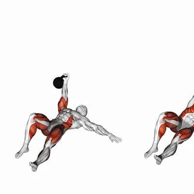 Kettlebell Turkish Get-Up to Hand exercise targeting Thighs