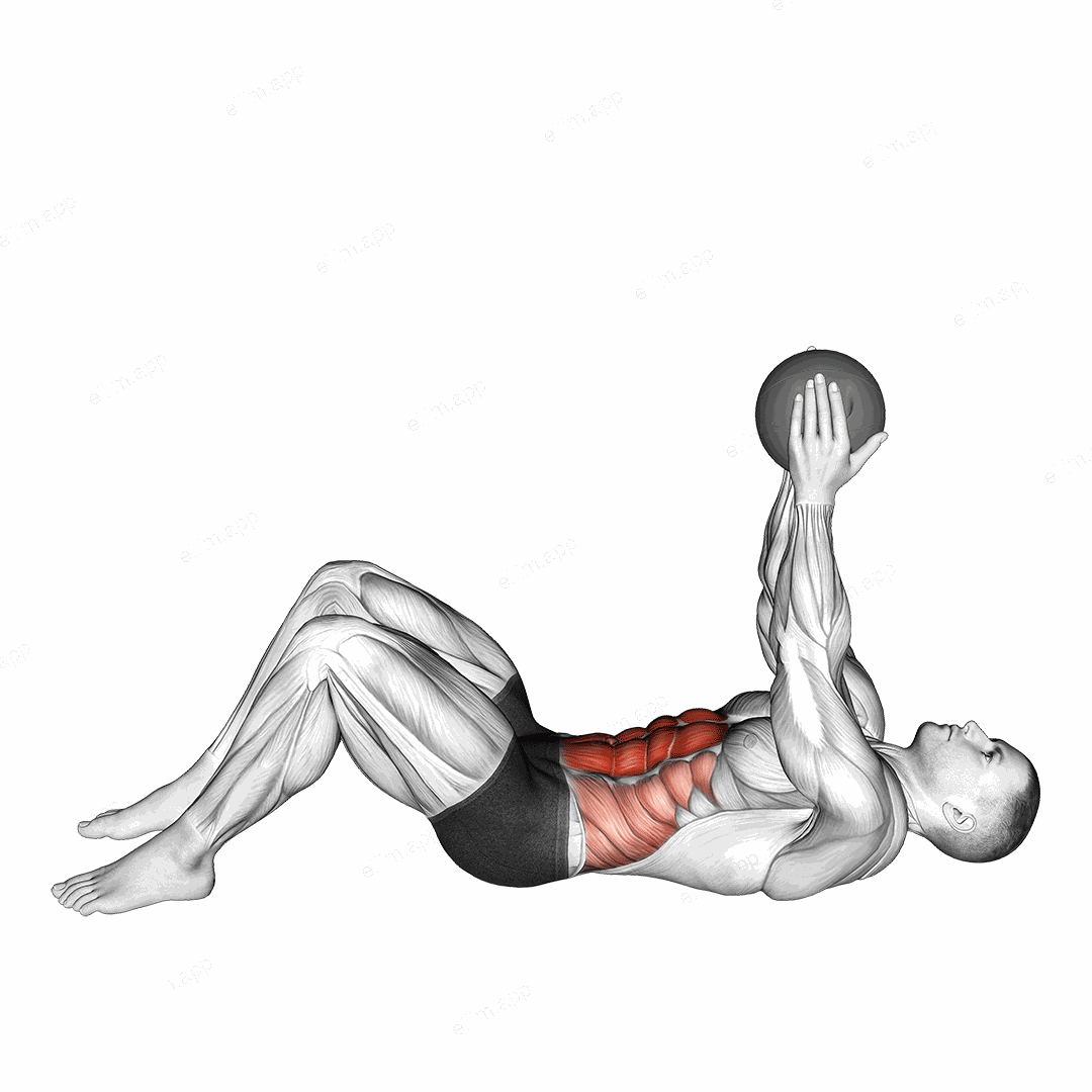 Crunch with Medicine Ball exercise targeting Waist and Rectus Abdominis