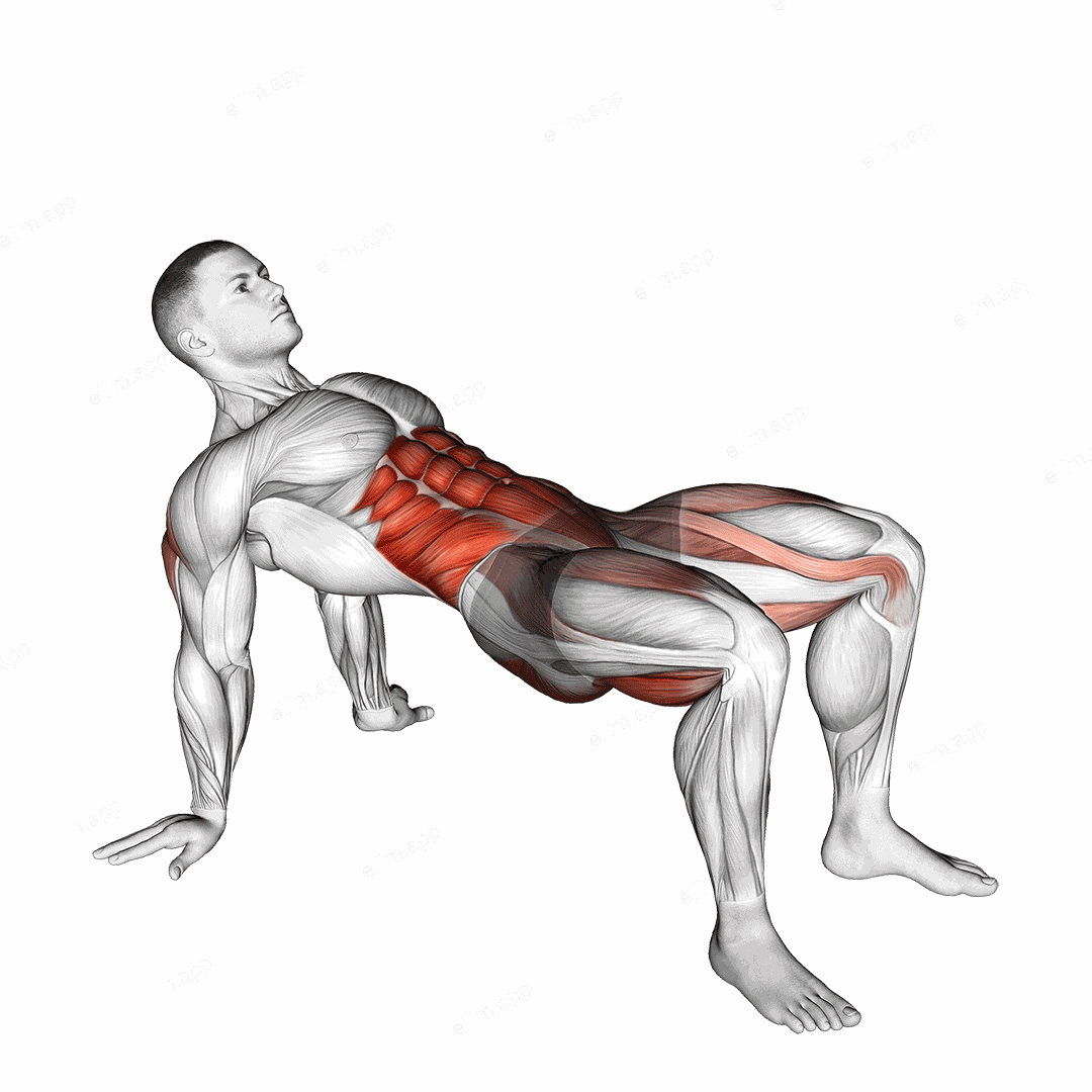 Crab Twist Toe Touch exercise targeting Waist and Gluteus Maximus