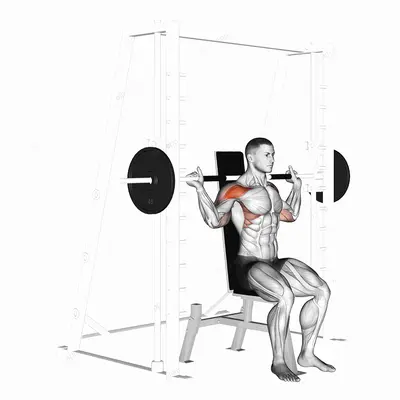 Smith Behind Neck Press exercise targeting Shoulders and Deltoid Anterior