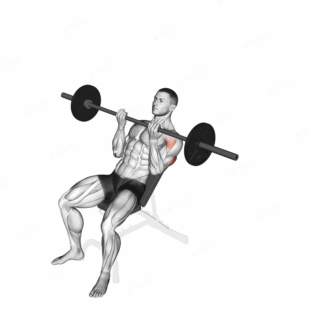 Barbell Incline Reverse grip Press exercise targeting Upper Arms
