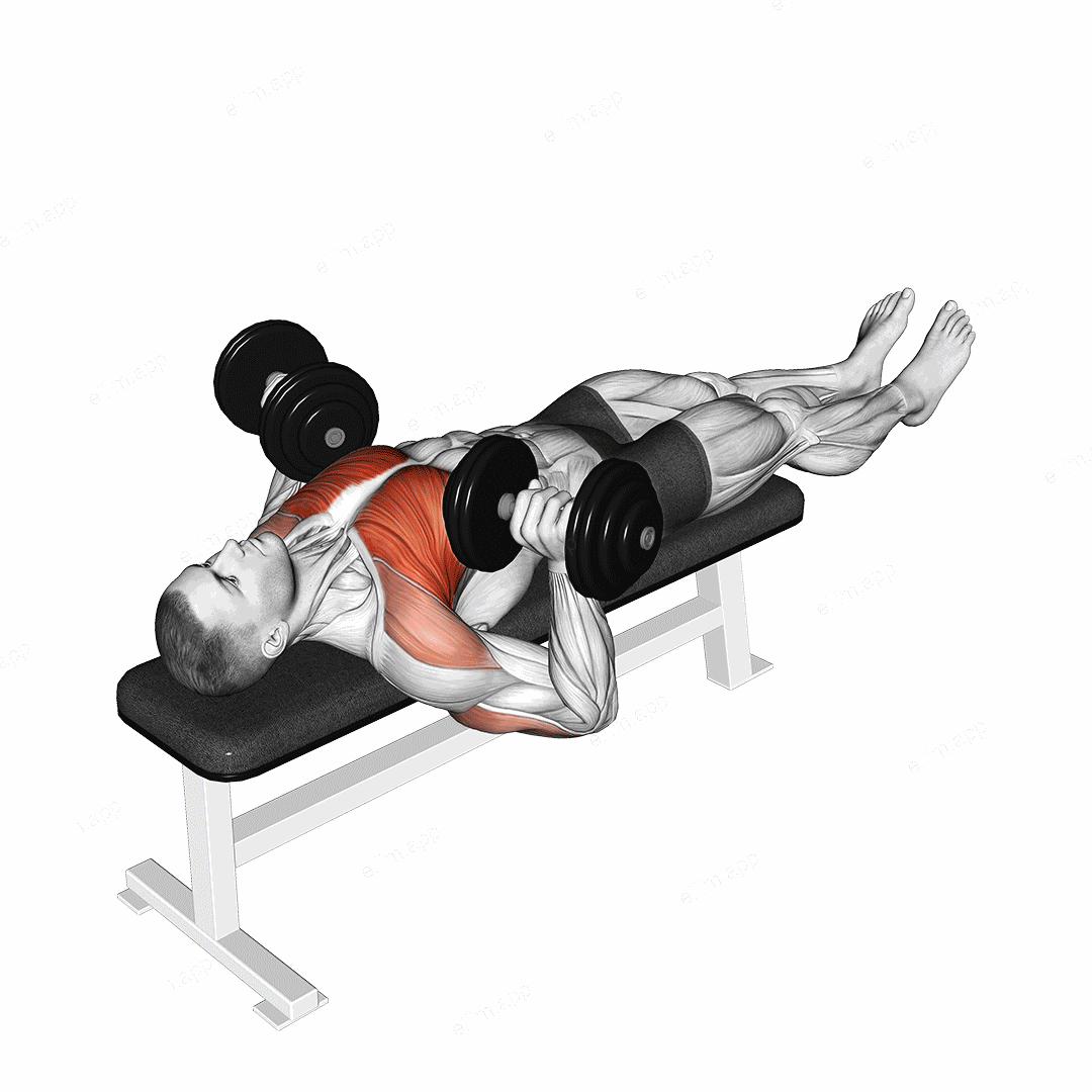 Dumbbell Larsen Press exercise targeting Chest