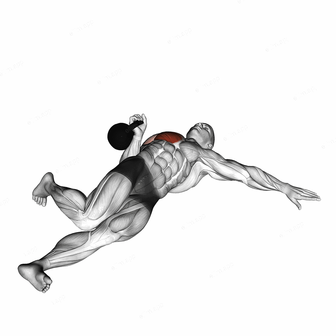 Kettlebell Extended Range One Arm Press on Floor exercise targeting Chest and Pectoralis Major Clavicular Head