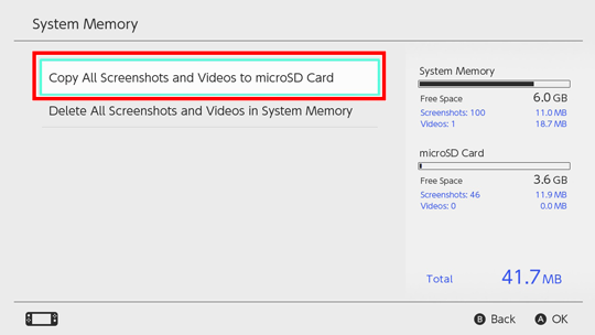 Switch Can I move data that s in the system memory onto a microSD