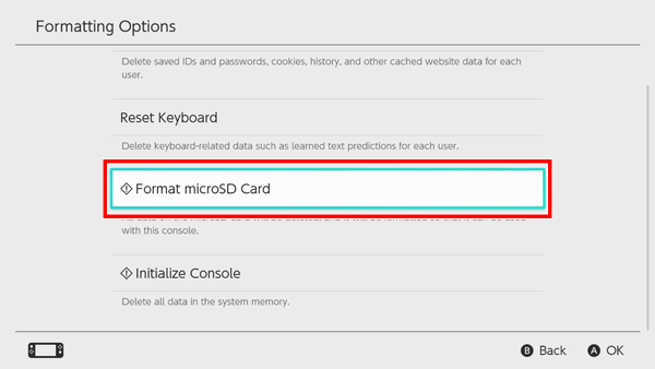 Format SD Card for Nintendo Switch