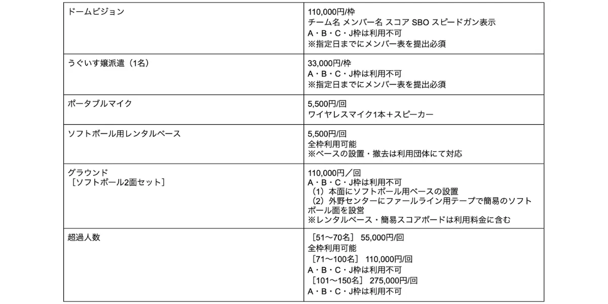 オプション利用料金