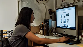 woman on computer mobile