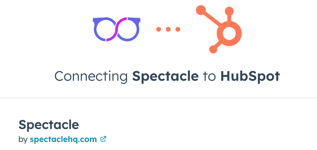 Interface screenshot demonstrating the connection process between Spectacle marketing attribution platform and HubSpot CRM