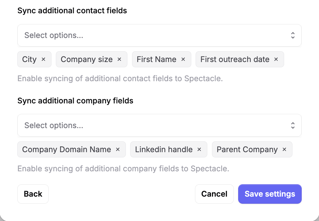Hubspot Spectacle Additional Fields
