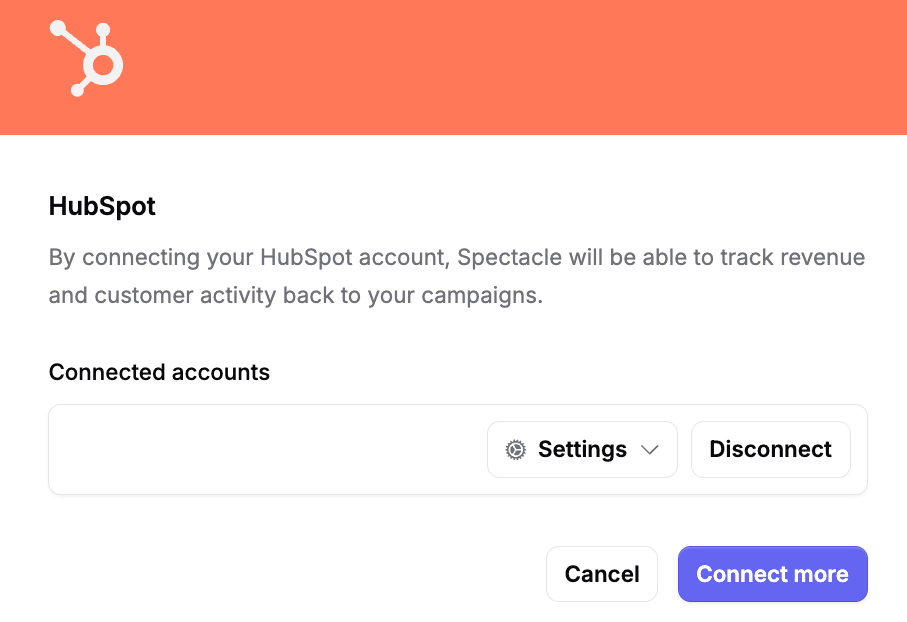 Spectacle Connects to Hubspot