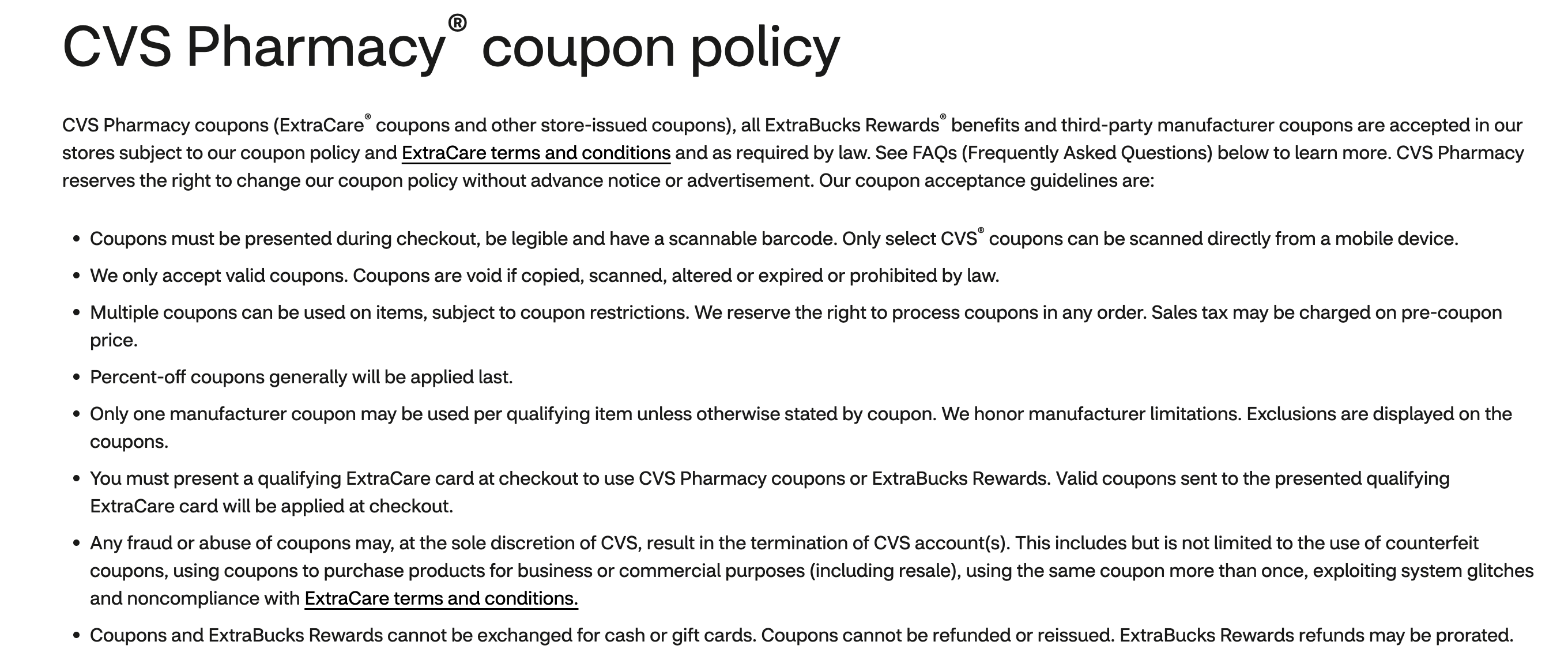 CVS stacking policy 