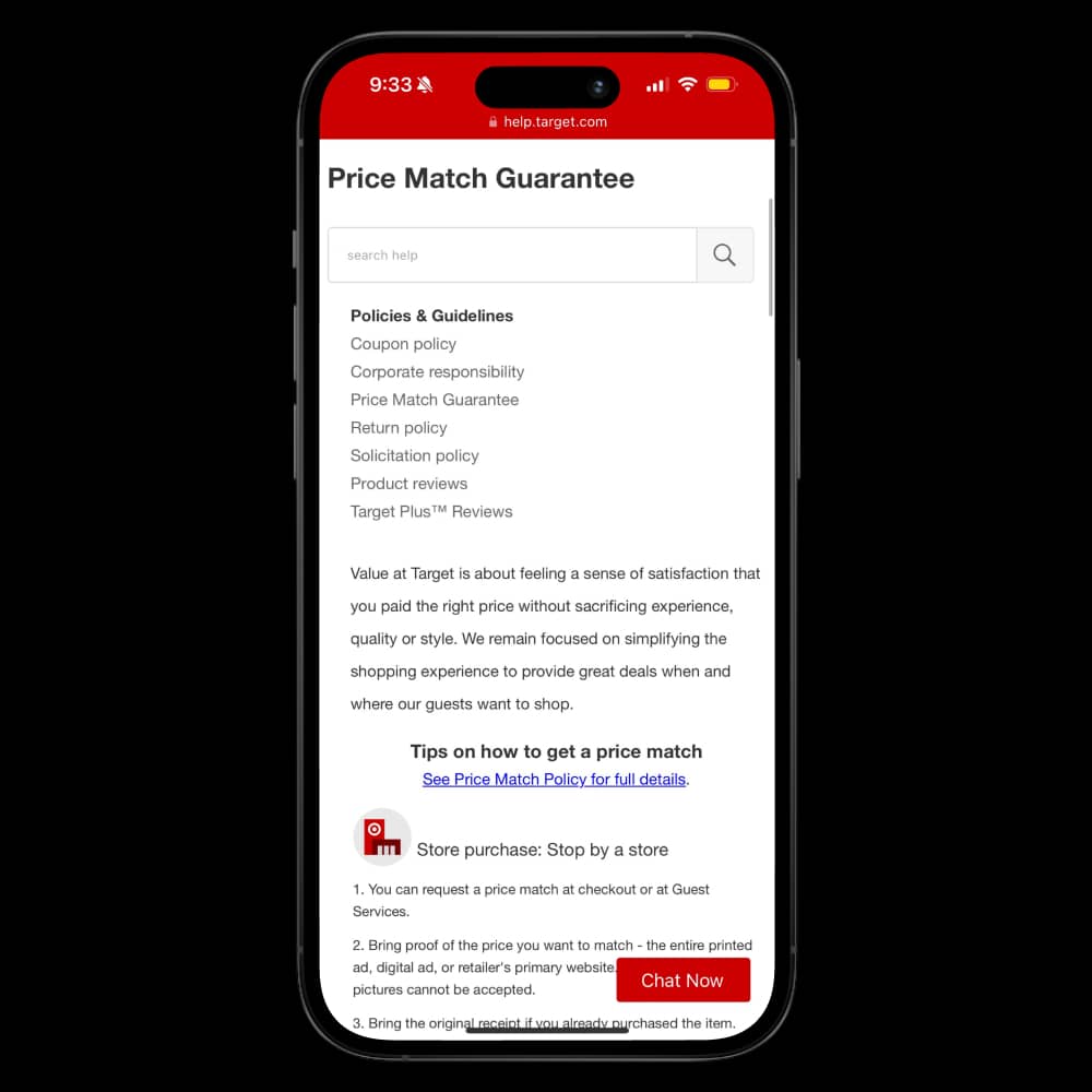Price match policy