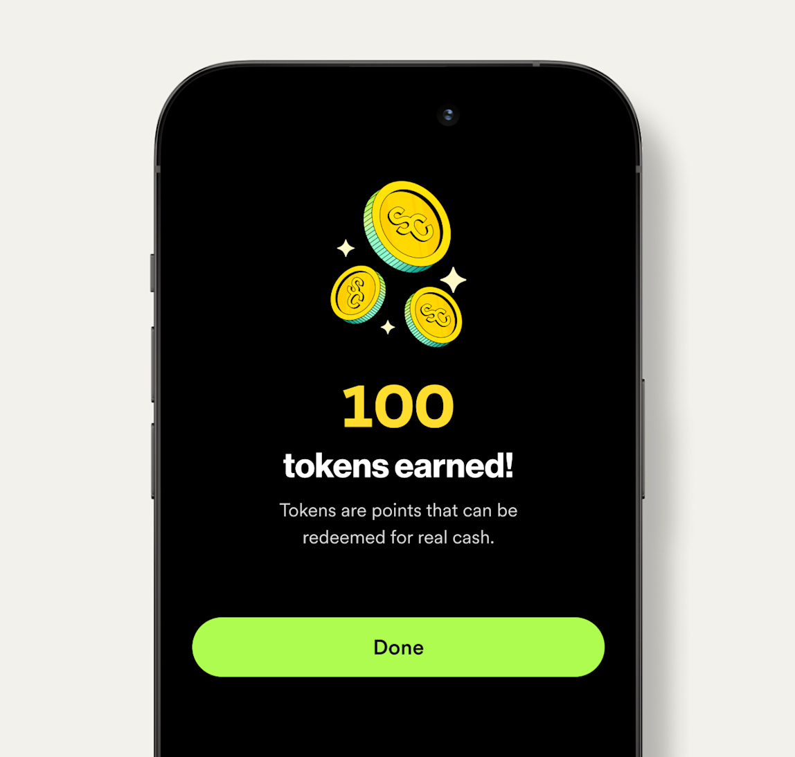 Tokens earned